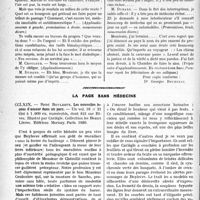 1143 - Page 1140 - Partie professionnelle, Hygiène, Assistance, Mutualité, Intérêts corporatifs, Variétés. Travaux Originaux. Variétés. Le médecin, voilà l’ennemi !. Une séance à la Chambre des Députés, (Extrait du Journal officiel du 29 février 19...) [Dr. Georges Bourgeau] / La page sans médecine