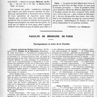 1145 - Page 1142 - Partie professionnelle, Hygiène, Assistance, Mutualité, Intérêts corporatifs, Variétés. Travaux Originaux. La page sans médecine / Faculté dé médecine de Paris. Enseignement et actes de la Faculté