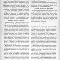 1189 - Page 1186 - Partie scientifique. Travaux Originaux. La clinique au goût du jour. Prenons garde au rhumatisme blennorrhagique, méconnu en raison de son polymorphisme, il cause parfois des erreurs thérapeutiques, d’après J. Lacapere. Les principales formes du rhumatisme blennorhagique. L’hydarthrose blennorrhagique / L’arthrite plastique ankylosante / L’arthrite gonococcique chez l’enfant / Le diagnostic du rhumatisme blennorrhagique