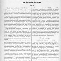 1195 - Page 1192 - Partie scientifique. L'Actualité Scientifique. La Presse. Le dépistage précoce des localisations rénales [(Le Journal Médical français, octobre 1930.)] / Les Sociétés Savantes. Paris. Sur la fièvre ondulante d’origine bovine, (Académie de Médecine ; 24-2-1931.) / L’aurothérapie dans la tuberculose pulmonaire, (Académie de Médecine ; 24-2-1931.) / Le pain « chimique », (Académie de Médecine ; 3-3-1931.)