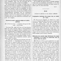 1197 - Page 1194 - Partie scientifique. L'Actualité Scientifique. Les Sociétés Savantes. Paris. Recherches sur la sensibilité au blanc d’oeuf chez les nourrissons eczémateux, (Réunion dermatologique de Strasbourg ; 9-11-1930.) / Fracture du coude ; paralysie radiale non opérée ; guérison, (Société de chirurgie de Marseille ; 15-12-1930) / Lyon. Société de médecine et des sciences médicales. Invagination intestinale iléo-caecale chez un enfant de 7 mois / Rétraction des muscles longs fléchisseurs des doigts consécutive à un abcès de l’avant-bras chez un ancien blessé de guerre