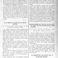 1270 - Page 1267 - Partie scientifique. L’Actualité Scientifique. Les Sociétés Savantes. Paris. Le salicylate de soude dans la pneumonie, (Académie de médecine ; 3-2-1931.) / Sur le diagnostic et le pronostic de la néphrose lipoïdique, (Soc. méd. des hôpitaux de Paris, 9-1-1931.) / Paralysies périphériques, observées chez deux hommes ayant subi la môme intoxication par l’oxyde de carbone, (Soc. méd. des hôpit, de Paris, 16-1-1931.) / La quinidothérapie intra-veineuse dans la thérapeutique cardiaque, (Soc. des hôp. de Paris, 16-1-1931.)