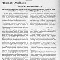 1280 - Page 1277 - Partie professionnelle, Hygiène, Assistance, Mutualité, Intérêts corporatifs, Variétés. Travaux Originaux. L’Actualité Professionnelle. Les correspondances sur la pléthore et une répartition réglementée. Si le plafond est atteint, comment faire pour ne pas le crever ? Rôle possible du syndicalisme [G. Duchesne]