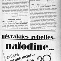 1304 - Page LXV-1301 - Correspondance. Exercice illégal. Bandagiste herniaire ambulant / Questions fiscales. Le médecin qui conduit son auto ne peut déduire les gages de chauffeur / Déclaration de revenu global et de revenu cédulaire