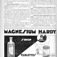 1319 - Page 1316-VIII - Dernières nouvelles. Le jubilé du Professeur Bousquet / Station thermale de Pougues / Faculté de médecine de Marseille / Faculté de médecine de Toulouse / Société d’hydrologie et de climatologie de Toulouse / Société d’oto-rhino-laryngologie de Lyon et de la région / Société internationale de chirurgie