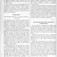 1345 - Page 1342 - Partie scientifique. L'Actualité Scientifique. Les Sociétés Savantes. Paris. Le diagnostic biologique de la grossesse par injection d’urine à la souris, (Académie de médecine ; 10-3-1931.) / L'embolectomie, (Société de chirurgie ; 17-12-1930.) / A quel moment faut-il ouvrir une péritonite à pneumocoques ? / Un cas d’ostéite fibro-kystique à évolution progressive traité par la parathyroïdectomie, (Soc. méd. des hôp. de Paris, 19-12-1930.)
