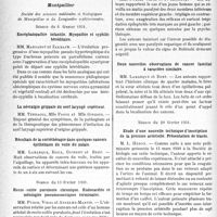 1347 - Page 1344 - Partie scientifique. L'Actualité Scientifique. Les Sociétés Savantes. Paris. Les réflexes des diabétiques au cours de la cure thermale de Vichy, (Soc. de thérapeutique de Paris ; 14-1-1931.) / Montpellier. Société des sciences médicales et biologiques de Montpellier et du Languedoc méditerranéen. Séance du .6 février 1931 / Séance du 13 février 1931 / Séance du 20 février 1931