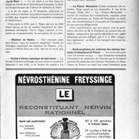 1396 - Page IX-1393 - Dernières nouvelles. Société de retraite des médecins du front / Dîner du Cinquantenaire du « Journal de Médecine de Paris » / Hôpitaux de Nantes / Société d’électro-radiologie du Sud-Ouest / La France Mutualiste / Syndicat général des médecins des stations thermales et climatiques de France