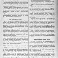 1422 - Page 1419 - Partie scientifique. L’Actualité Scientifique. Les Sociétés Savantes. Toulouse. Société de médecine, chirurgie et pharmacie. Effets sur l’organisme humain d’une injection sous-cutanée accidentelle de 20 cmc. Le vaccin T. A.B / Plaie pénétrante du genou / Atrésie cicatricielle du col après un accouchement / Recherches expérimentales sur l’action hémostatique de la prêle des champs / Suppuration d’un myome utérin