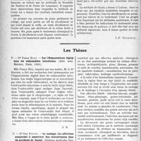 1425 - Page 1422 - Partie scientifique. L’Actualité Scientifique. Les Sociétés Savantes. Toulouse. Société de médecine, chirurgie et pharmacie. Fracture de l’astragale / Traitement du décollement de la rétine par la méthode de Gonin / Les Thèses. Sur l’Hippocratisme digital dans les endocardites infectieuses, par Dr Fanny Bleu, (Edit.méd. Maloine, Paris, 1930) / Le lumbago. Les affections auxquelles il appartient. Son interprétation dans les accidents de travail, par Dr Guy Houzel, (Éditions médicales Norbert Maloine, Paris, 1930.)