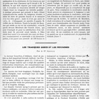 1438 - Page 1435 - Partie professionnelle, Hygiène, Assistance, Mutualité, Intérêts corporatifs, Variétés. Travaux Originaux. Variétés bibliographiques. Les mémoires de Fléchier sur les Grands Jours d'Auvergne en 1665. — La plainte de M. Griffet, médecin à Bourbon, contre un baigneur de cette station devant les Grands Jours [J. Noir] / Les tragiques grecs et les psychoses, par le Dr Scouras