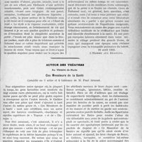 1442 - Page 1439 - Partie professionnelle, Hygiène, Assistance, Mutualité, Intérêts corporatifs, Variétés. Travaux Originaux. La page sans médecine / Autour des théâtres. Au Théâtre de Paris. Ces Messieurs de la Santé, Comédie en 3 actes et 6 tableaux de M. Paul Armont