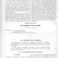1481 - Page 1476 - Partie scientifique. Travaux Originaux. L’extra-systole, par Léon Giroux / Les cancers du petit bassin, par le Dr G. Fischer. Le cancer de l’utérus. Le cancer du col de l’utérus