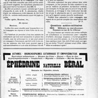 1510 - Page XLIII-1503 - La défense individuelle du médecin par le Sou médical. Accidents. Contestation pour abus de médicaments / Questions médico-militaires. Militaire en convalescence. Examen en vue de la réforme