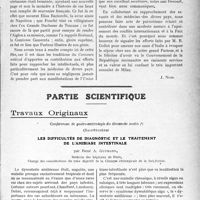 1528 - Page 1521 - Propos du jour. Hommage rendu à Louis Pasteur en Italie. Inauguration d’une plaque commémorative du séjour de Pasteur à Villa Vicentina [J. Noir] / Partie scientifique. Travaux Originaux. Les difficultés de diagnostic et le traitement de l’amibiase intestinale, par René A. Gutmann