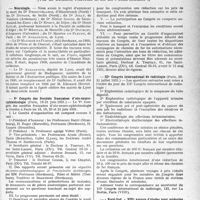 1576 - Page 1569 - Partie professionnelle, Hygiène, Assistance, Mutualité, Intérêts corporatifs, Variétés. Reportage professionnel. Nouvelles et Informations, (Voir les Dernières Nouvelles en tête des « Demi-Colonnes »). Nécrologie [Dr Decouvelaere, Dr Dufour, Dr Jolly, Dr Nestor Gorez, Dr Epery, Dr Henri Soulié, Dr Méritan, Dr Doublet, Dr Maurice de Fleury, Dr Augagneur] / Ve Congrès des Sociétés françaises d’oto-neuro-ophtalmologie / IIIe Congrès international de radiologie / « Nord-Sud ». VIIIe voyage d’études pour médecins aux villes d’eaux, stations climatiques et plages marines d’Italie