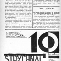 1579 - Page 1572-LXIV - A travers l’officiel. VIe Congrès international de thalassothérapie. Etablissement de la liste des médecins experts / Droit syndical. Un consortium de Syndicats de médecins, de chirurgiens-dentistes et de sages-femmes doit-il être déclaré illégal ?