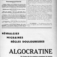 1594 - Page VII-1587 - Demandes et offres / Renseignements / Dernières nouvelles. Un médecin pastelliste / Les épidémies