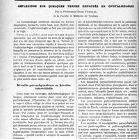 1605 - Page 1598 - Partie scientifique. Travaux Originaux. Réflexions sur quelques termes employés en ophtalmologie, par le Professeur Henri Frenkel. Kératite parenchymateuse ou kératite interstitielle