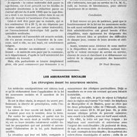 1636 - Page 1629 - Partie professionnelle, Hygiène, Assistance, Mutualité, Intérêts corporatifs, Variétés. Travaux Originaux. L’actualité professionnelle. Assurances sociales et A. M. G [Dr Paul Boudin] / Les assurances sociales. Les chirurgiens devant les assurances sociales [P. Cibrie]
