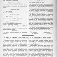 1642 - Page 1635 - Partie professionnelle, Hygiène, Assistance, Mutualité, Intérêts corporatifs, Variétés. Travaux Originaux. Mutualité familiale. Réunion du Conseil d’Administration, (5 avril 1931) / Ve voyage médical international de Pâques sur la cote d'azur