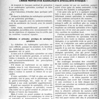 1645 - Page 1638 - Partie professionnelle, Hygiène, Assistance, Mutualité, Intérêts corporatifs, Variétés. Travaux Originaux. Mutualité familiale. Ve voyage médical international de Pâques sur la cote d'azur / Libres propos d’un radiologiste spécialiste syndiqué [Docteur Gaucher]