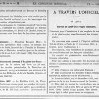 1672 - Page IX-1665 - Dernières nouvelles. Dispensaires antituberculeux de l’Aube / Naissance / Etablissement thermal d’Enghien-les-Bains / Théâtre 1932 / A travers l’officiel. Service de santé des Troupes coloniales