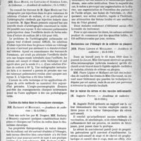 1702 - Page 1695 - Partie scientifique. L’Actualité Scientifique. Les Sociétés Savantes. Paris. L’examen des vaisseaux pulmonaires aux rayons X, (Académie de médecine ; 14-4-1931.) / L’action du radon dans le rhumatisme chronique, (Académie de médecine ; 14-4-1931.) / Recherches sur l’étiologie de la sclérose en plaques, (Académie de médecine ; 24-3-1931.) / Sur la valeur du sérum et des vaccins anti-amarils, (Académie de médecine 31-3-1931.) / Grands traumatismes de la colonne cervicale, sans suites importantes, (Société de chirurgie ; 18-3-1931)