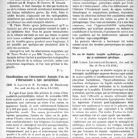 1703 - Page 1696 - Partie scientifique. L’Actualité Scientifique. Les Sociétés Savantes. Paris. Grands traumatismes de la colonne cervicale, sans suites importantes, (Société de chirurgie ; 18-3-1931) / Considérations sur l'éternuement ; à propos d’un cas d'éternuement à type paroxystique, (Soc. méd. des hôp, de Paris, 6-2-1931) / Un cas de diabète insipide syphilitique ; guérison par le traitement spécifique, (Soc. méd. des hôp. de Paris, 6-2-1931.) / Un cas d’anémie de Biermer hépato-résistant, Soc. méd. des hôp, 6-2-1931.)