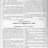 1726 - Page 1719 - Partie professionnelle, Hygiène, Assistance, Mutualité, Intérêts corporatifs, Variétés. Travaux Originaux. Chronique syndicale. Syndicat des Médecins du Médoc / Faculté de médecine de Paris. Enseignement, et actes de la Faculté