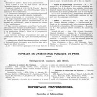 1727 - Page 1720 - Partie professionnelle, Hygiène, Assistance, Mutualité, Intérêts corporatifs, Variétés. Faculté de médecine de Paris. Enseignement, et actes de la Faculté / Hôpitaux de l’assistance publique de Paris. Enseignement, concours, avis divers / Reportage professionnel. Nouvelles et Informations, (Voir les Dernières Nouvelles en tête des « Demi-Colonnes »). Syndicat de la Presse périodique de Marseille, de sa région et des colonies