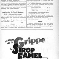1740 - Page LXXIII-1733 - Correspondance. Application du Tarif Maginot. Interventions de nuit / Frais de déplacement dans les grandes villes