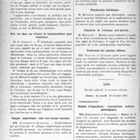 1779 - Page 1772 - Partie scientifique. L'Actualité Scientifique. Les Sociétés Savantes. Toulouse. Société d'Obstétrique et de Gynécologie. Péritonite diffuse poste-partum, colpotomie laparotomie / Note sur deux cas d’échec de rachianesthésie pour césarienne / Colique néphrétique chez une femme enceinte / Le Bordet-Wassermann du lait / Accouchement spontané après une césarienne basse / Polydactylie héréditaire / Dilatation de l’estomac poste-partum / Traitement des mastites diffuses / Lille. Société médicale et anatomo-clinique, Séance du mardi 10 février 1931. Maladie d’Oppenheim : constatations anatomo-pathologiques / Absence congénitale du péroné (avec présentation de photographies et de radiographies)