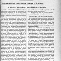 1796 - Page 1789 - Partie professionnelle, Hygiène, Assistance, Mutualité, Intérêts corporatifs, Variétés. Travaux Originaux. Autour des théâtres. A la Comédie des Champs-Elysées. L’Eau Fraîche, Trois actes de M. Drieu la Rochelle / Comptes rendus, documents, pièces officielles. Le banquet du syndicat des médecins de la seine