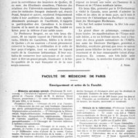 1799 - Page 1792 - Partie professionnelle, Hygiène, Assistance, Mutualité, Intérêts corporatifs, Variétés. Comptes rendus, documents, pièces officielles. Le grand dîner du printemps de l’union médicale latine l'UMFIA en l’honneur des médecins canadiens français / Faculté de médecine de Paris. Enseignement et actes de la Faculté