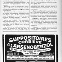 1820 - Page IX-1813 - Dernières nouvelles. Le Journée médicale d’Amiens (21 juin 1931) / Office de documentation médico-militaire (Liège, Belgique) / Ministère de la marine marchande / Etablissement Thermal d’Evaux-les-Bains / Mariage / Naissance