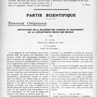 1829 - Page 1822 - Propos du jour. Le triomphe du bon sens. L’orientation et la sélection professionnelles au Comité national d'études sociales et politiques [J. Noir] / Partie scientifique. Travaux Originaux. Application de la sclérose des varices au traitement de la lipoarthrite sèche des genoux, par F. Coste, J. Lacapère