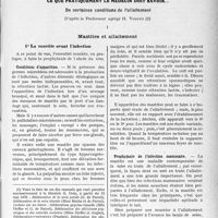 1834 - Page 1827 - Partie scientifique. Travaux Originaux. La place de la rééducation dans la thérapeutique, par G. de Parrel. Vue d’ensemble sur la rééducation / Ce que pratiquement le médecin doit savoir…. De certaines conditions de l’allaitement, d’après le Professeur agrégé H. Vignes. Mastites et allaitement. La mastite avant l’infection