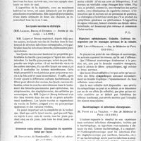 1839 - Page 1832 - Partie scientifique. L’Actualité Scientifique. Les Sociétés Savantes. Paris. Rôle des saisons et des pluies dans l’évolution de certaines maladies infectieuses, (Académie de médecine ; 21-4-1931.) / Les lysats-vaccins en chirurgie, (Société de chirurgie ; 4-3-1931.) / Grossesse extra-utérine. Elimination du squelette foetal par l’anus, (Société de chirurgie ; 4-3-1931.) / Migraines ophtalmiques. Cellulite. Guérison des migraines par les massages spéciaux de la cellulite, (Soc. de Médecine de Paris 13-2-1931.) / Bactériophages et infections chirurgicales, (Soc. de Médecine de Paris ; 13-2-1931.)