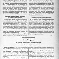 1846 - Page 1839 - Partie scientifique. L’Actualité Scientifique. Les Sociétés Savantes. Lyon. Société médicale des hôpitaux. Luxation de la colonne cervicale au cours de la fièvre typhoïde / Spondylose rhizomélique avec monoplégie du membre supérieur gauche / Angine de poitrine et pouls lent permanent / Les Congrès. Ve Congrès international de Physiothérapie, (Suite et fin)