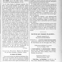 1854 - Page 1847 - Partie scientifique. L’Actualité Scientifique. Les Livres. Quatre cents consultations médicales pour les maladies des enfants, par le Dr Jules Comby, Masson et Cie, éditeurs, Paris VIe / Le régime des Enfants, Laboratoire Heudebert (Service des Éditions) à Nanterre (Seine) / Les livres qui viennent de paraître…