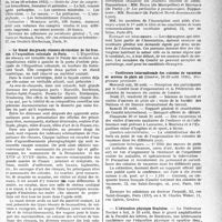 1876 - Page 1869 - Partie professionnelle, Hygiène, Assistance, Mutualité, Intérêts corporatifs, Variétés. Reportage professionnel. Nouvelles et Informations, (Voir les Dernières Nouvelles en tête des « Demi-Colonnes »). Les élèves du cours de perfectionnement d’hydrologie thérapeutique du professeur Maurice Villaret visitent la station thermale de Vichy / IIe Congrès international de pathologie comparée / Le Stand des grands réseaux de chemins de fer français à l’exposition coloniale de Paris / Association française de chirurgie / Conférence internationale des colonies de vacances et oeuvres de plein air / L’éducation physique féminine