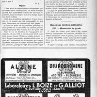1886 - Page LXXI-1879 - Correspondance. Accidents du Travail. Accident au cours d’un acte de complaisance / Questions médico-militaires. Honorariat du grade
