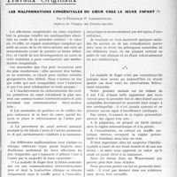 1980 - Page 1973 - Partie scientifique. Travaux Originaux. Les malformations congénitales du coeur chez le jeune enfant, par le Professeur P. Lereboullet
