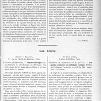 2004 - Page 1997 - Partie scientifique. L’Actualité Scientifique. Les Congrès. XXXe Congrès français d’urologie. Les contusions rénales / Les Livres. Immuno-chirurgie, par G. Daniel, Éditions Maloine, Paris / Les grands syndromes en pathologie exotique, par Professeur M. Blanchard et F. Toulec, G. Doin et Cie, Paris