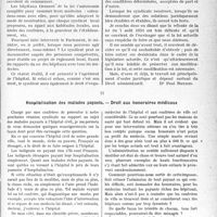 2014 - Page 2007 - Partie professionnelle, Hygiène, Assistance, Mutualité, Intérêts corporatifs, Variétés. Travaux Originaux. Chronique Hôspitalière. La réforme de la loi sur les hospices et hôpitaux / Hôspitalisation des malades payants — Droit aux honoraires médicaux [Dr. Paul Boudin]