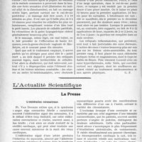 2067 - Page 2060 - Partie scientifique. Travaux Originaux. La clinique gynécologique au goût du jour. Les infirmes du ventre par séquelles inflammatoires. Leur traitement, d’après le Dr Pouliot / L'Actualité Scientifique. La Presse. L’oblitération coronarienne [(Bruxelles, médical, 14 décembre 1930.)]