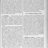 2088 - Page 2081 - Partie professionnelle, Hygiène, Assistance, Mutualité, Intérêts corporatifs, Variétés. Travaux Originaux. L’actualité Professionnelle. Le secret professionnel. Etude couronnée du prix Le Gendre à la Société médicale des Hôpitaux de Paris (1931), par le Dr Godard, (suite et fin). Secret médical et lutte contre la syphilis / Secret médical et hygiène sociale