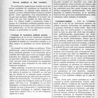 2089 - Page 2082 - Partie professionnelle, Hygiène, Assistance, Mutualité, Intérêts corporatifs, Variétés. Travaux Originaux. L’actualité Professionnelle. Le secret professionnel. Etude couronnée du prix Le Gendre à la Société médicale des Hôpitaux de Paris (1931), par le Dr Godard, (suite et fin). Secret médical et hygiène sociale / Secret médical et lois sociales