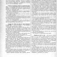 2101 - Page 2094 - Partie professionnelle, Hygiène, Assistance, Mutualité, Intérêts corporatifs, Variétés. Reportage professionnel. Nouvelles et Informations, (Voir les Dernières Nouvelles en tête des « Demi-Colonnes »). VIe Congrès international des accidents et des maladies du travail / Institut de technique sanitaire et hygiène des industries / Congrès des Écoles de plein air, tenu à Ostende le 11 avril 1931 / Fondation J.-B.-A. Chauveau / Chemins de fer P.-L.-M
